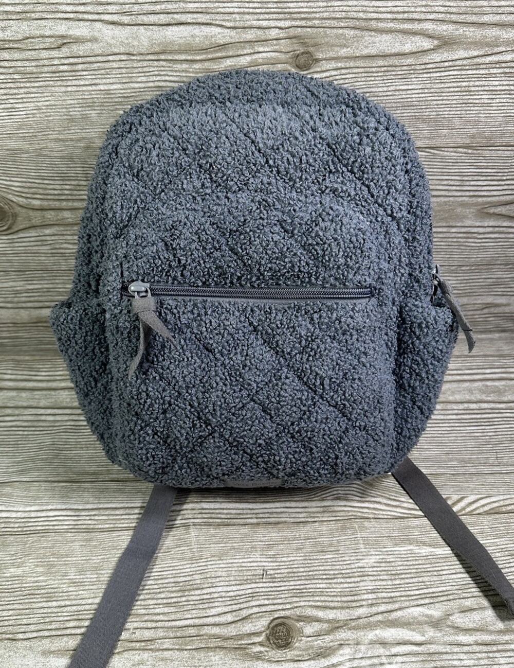 Vera Bradley Women's Teddy Fleece Sherpa Small Backpack Bookbag Blue